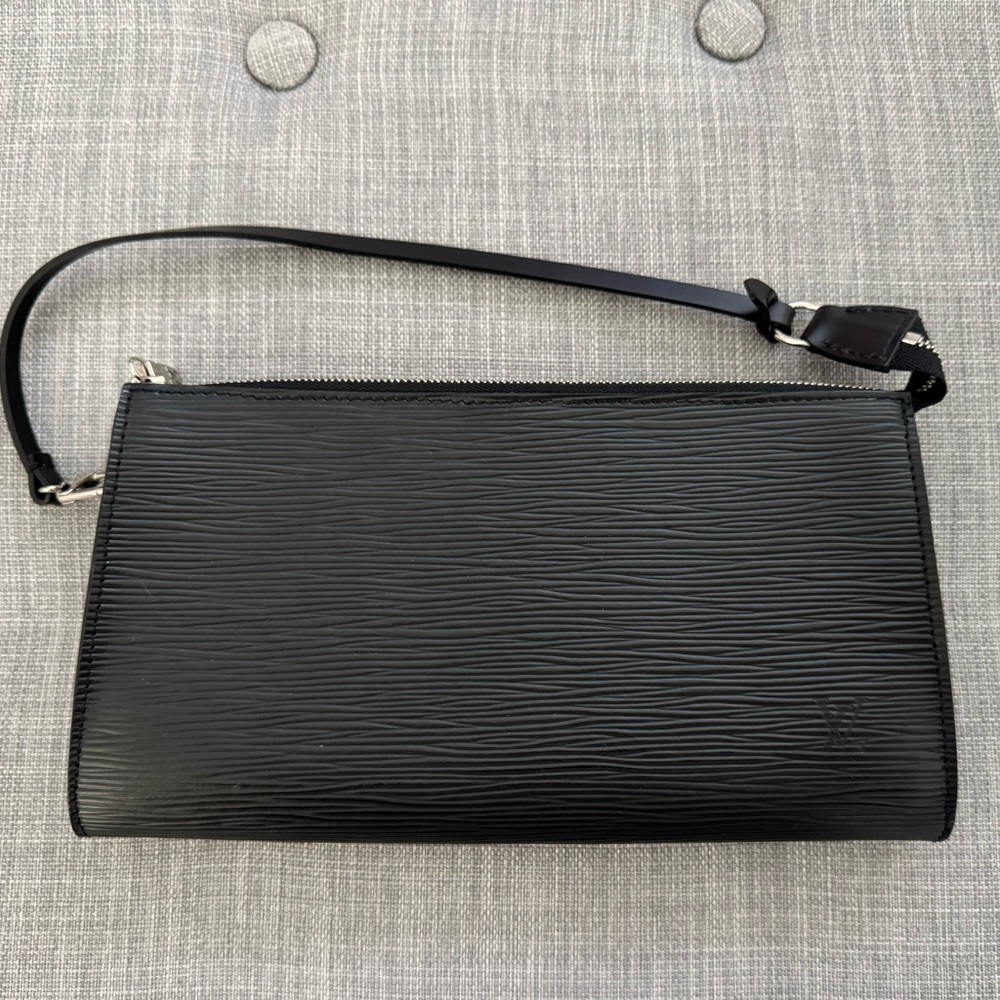 Louis Vuitton Black Epi Leather Pochette Accessory Bag, Vintage, Late 2000s
